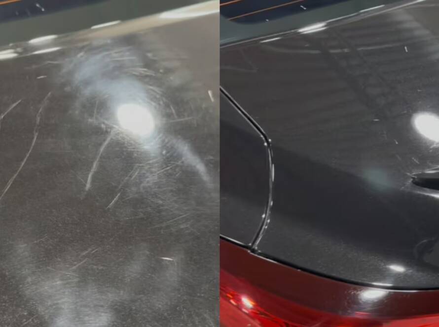 Before and after Paint Correction and Ceramic Coating by Wittmann Detailing in Springfield Missouri