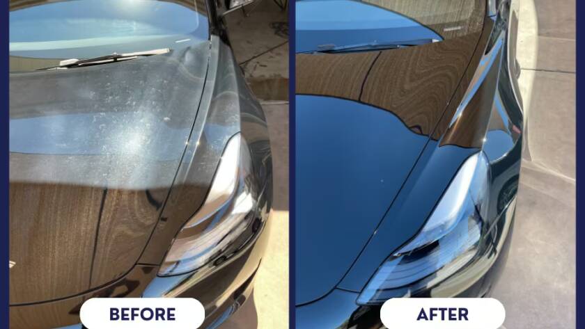Tesla Paint Correction and water spot removal by Wittmann Detailing in Springfield Missouri