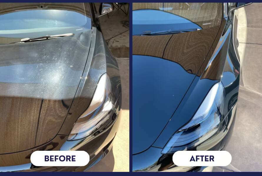 Tesla Paint Correction and water spot removal by Wittmann Detailing in Springfield Missouri