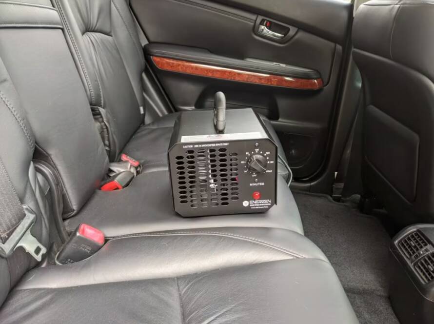 Ozone machine inside an interior placed in the center for optimal coverage by Wittmann Detailing in Springfield Missouri