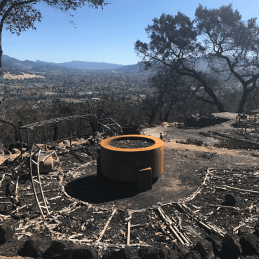 fire pit seating after wildfire damage